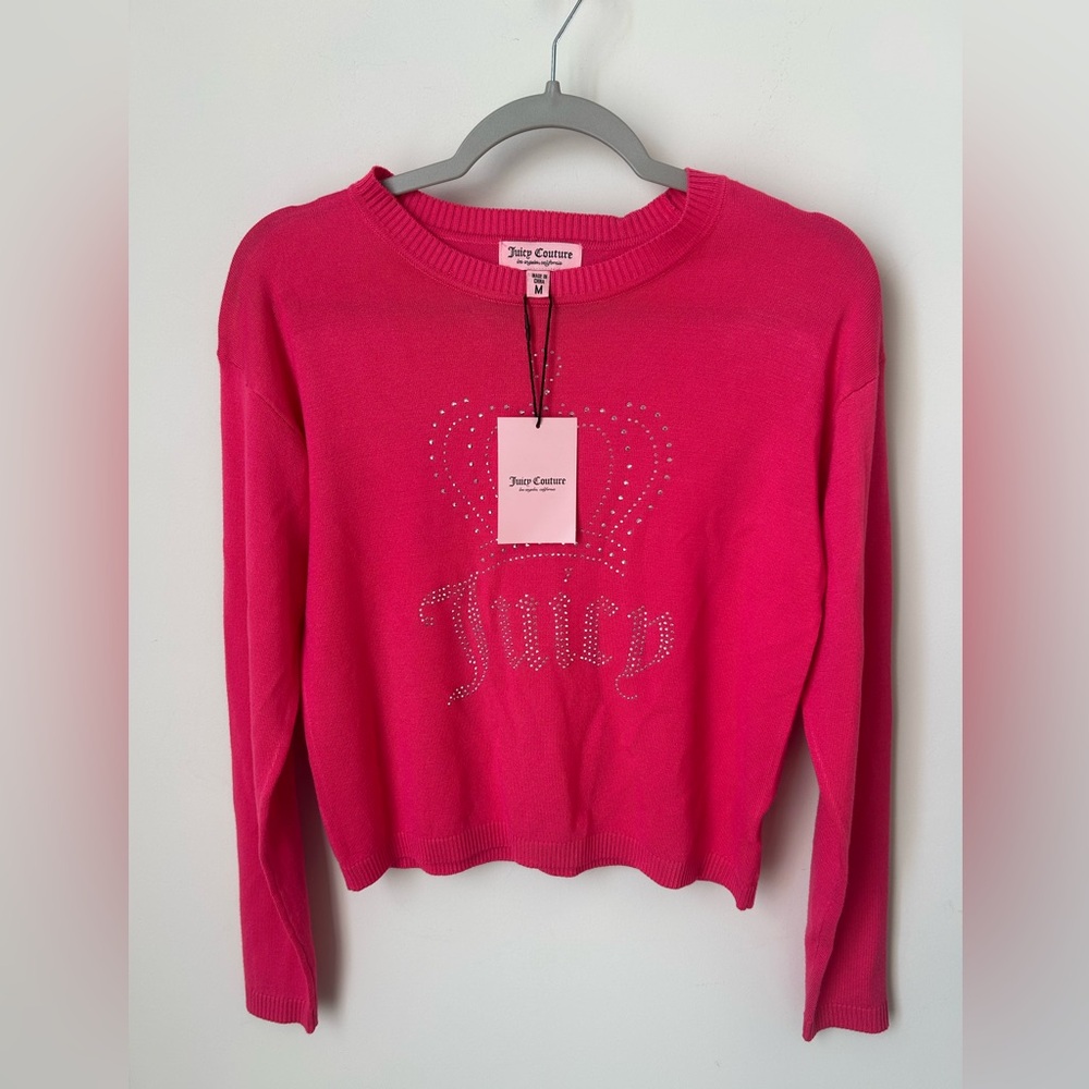 Juicy couture dark pink crown stud knit sweater